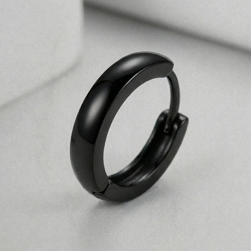 Black Stainless Steel Huggie Hoop Earrings