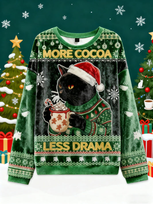 More Cocoa Less Drama Christmas Ugly Flannel Sweater elevenforest