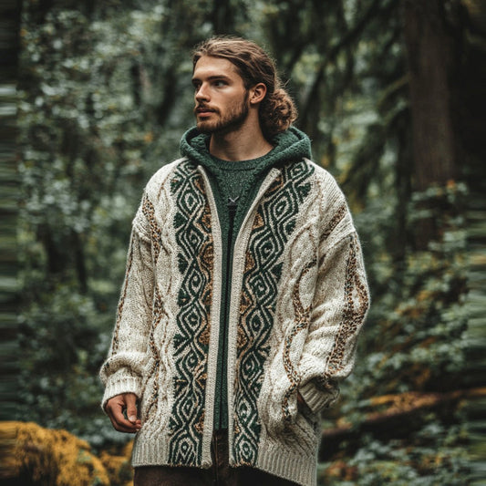 Men's Ireland Celtic Chunky Zipper Hooded Cardigan elevenforest