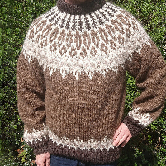 Vintage Warm Jacquard Iceland Crew Neck Sweater artswardrobe