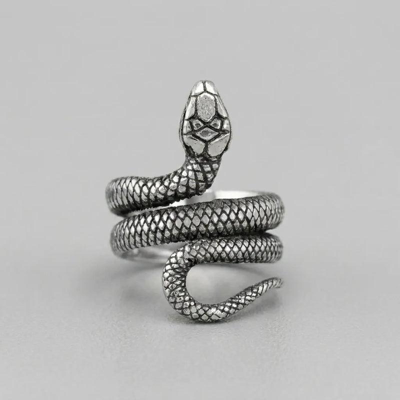 Antique Silver Wrap Snake Adjustable Statement Ring