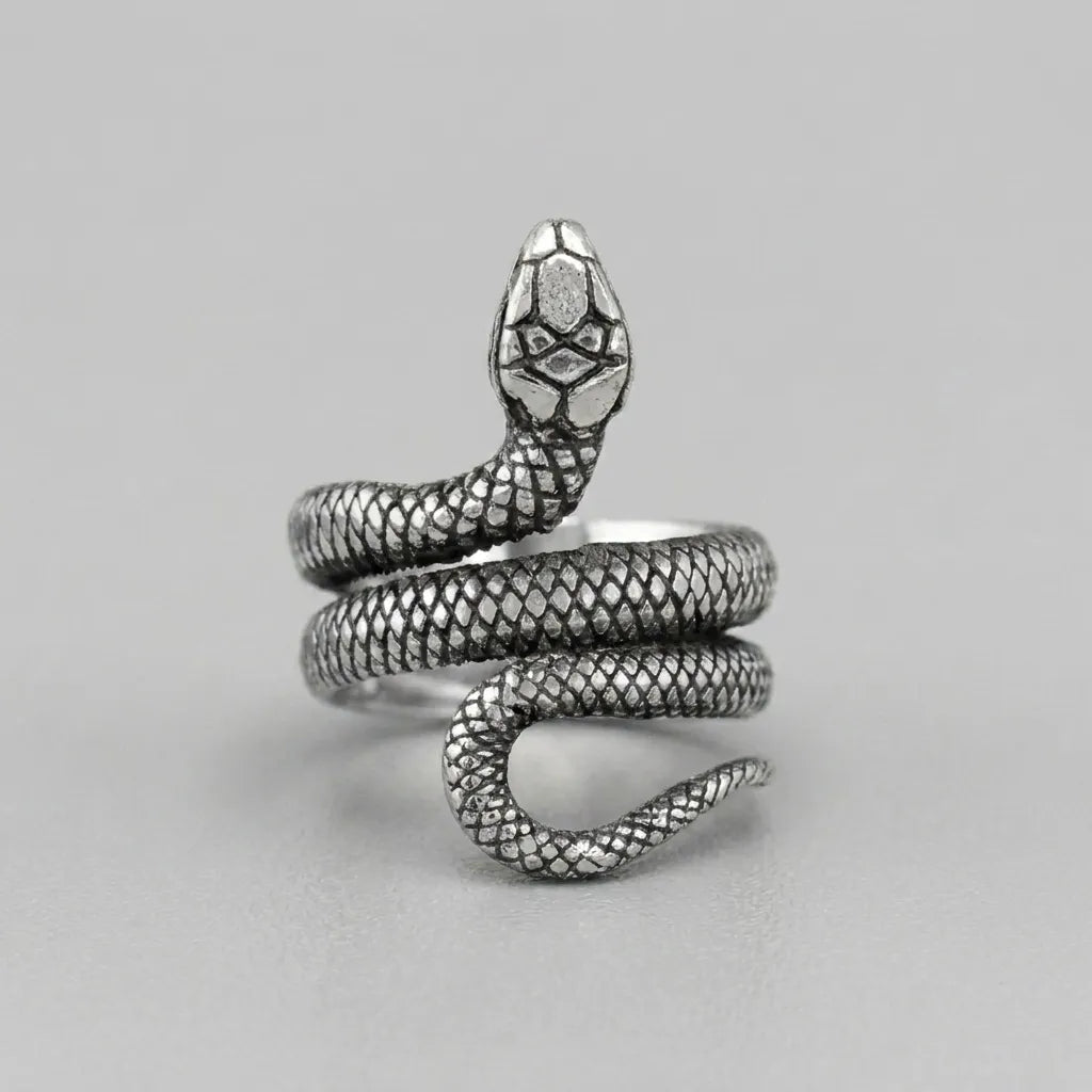 Antique Silver Wrap Snake Statement Ring