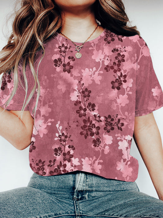 Comstylish Cherry Blossom Festival Gradient Women's Vintage T-shirt