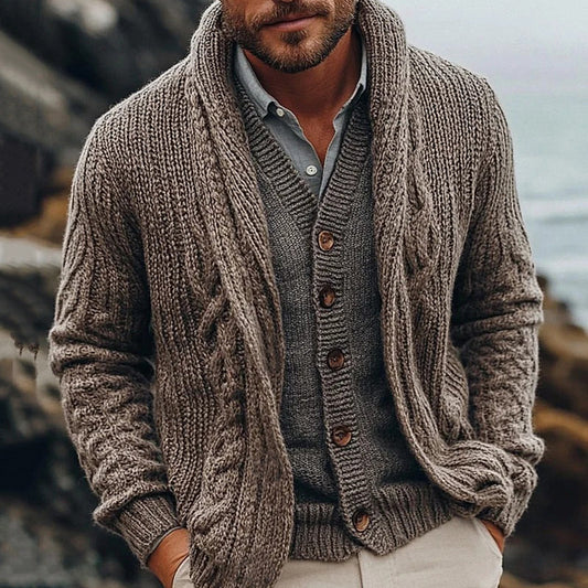 Men's Vintage Thick Needle Knitted Cardigan elevenforest