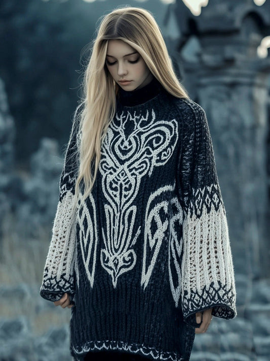 Tribe Totem Women's Crew Neck Long Sweater elevenforest