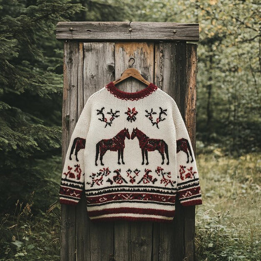 Vintage Western Horse Cozy Knit Sweater elevenforest
