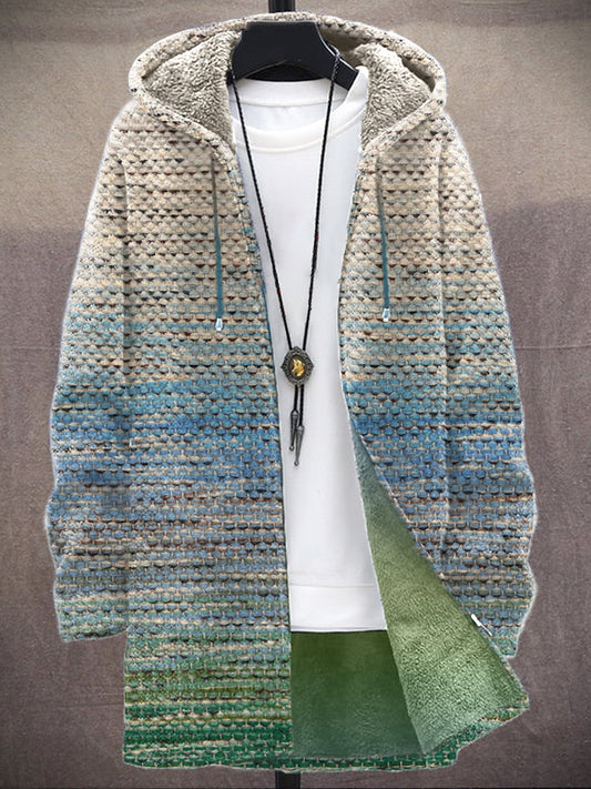 Men's Colorful Striped Cozy Hooded Cardigan elevenforest