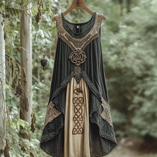 Vintage Tribal Viking Celtic Knot Tank Midi Dress artswardrobe