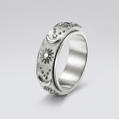 Sun & Crescent Moon Spinner Ring