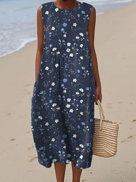 Women's Vintage Floral Print Dress artswardrobe