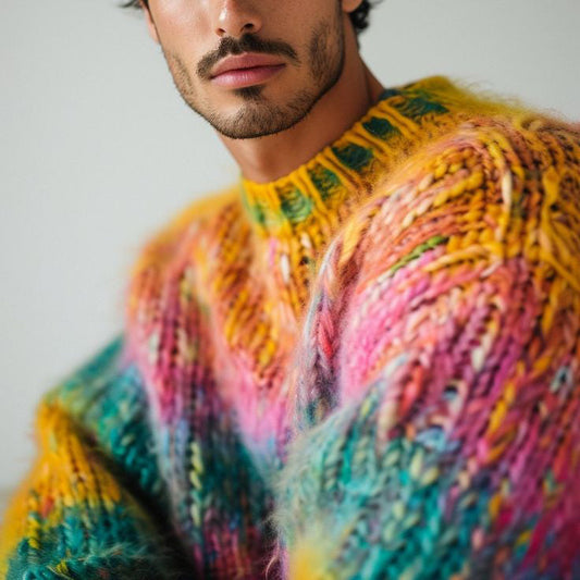 Vintage Rainbow Island Warmth Knitted Jacquard Unisex Sweater artswardrobe
