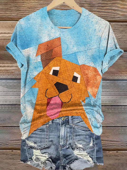 Comstylish Golden Retriever Pattern Short Sleeve T-Shirt