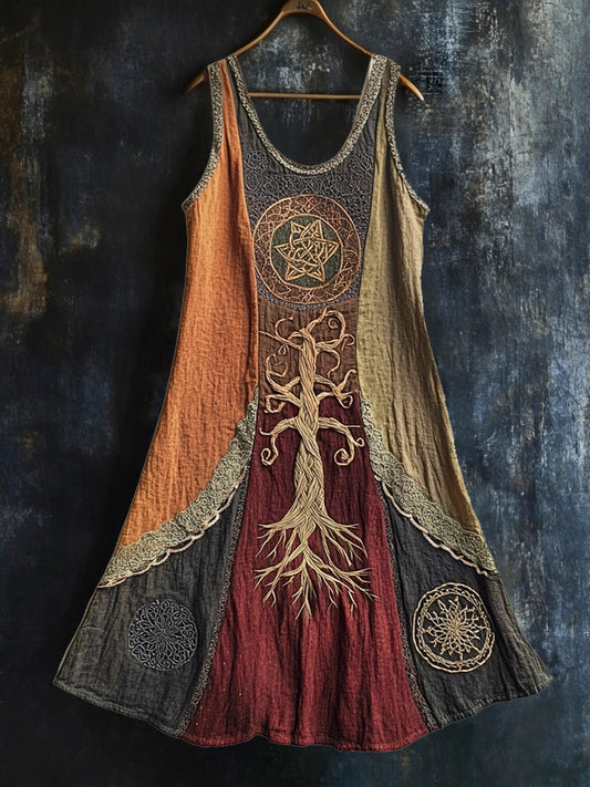 Nordic Mythology Tree Of Life Vintage Lace Tank Dress artswardrobe