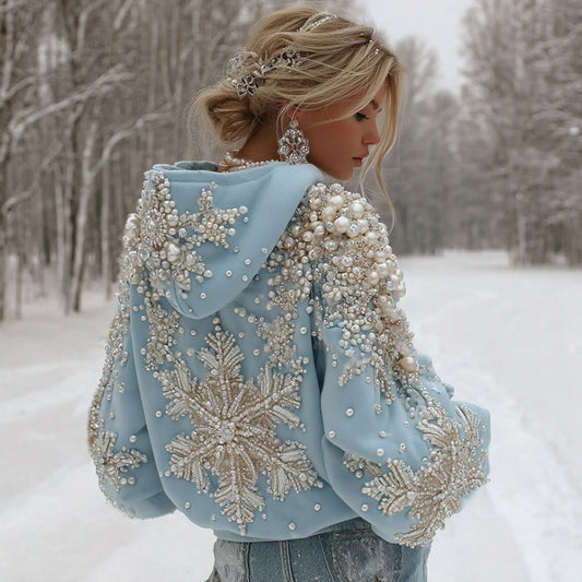 Comstylish Women's Christmas Snowflake Pattern Long Sleeve Casual Hoodie