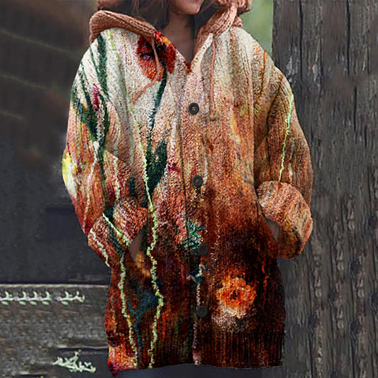 Vintage Smudging Floral Art Cozy Sweater elevenforest