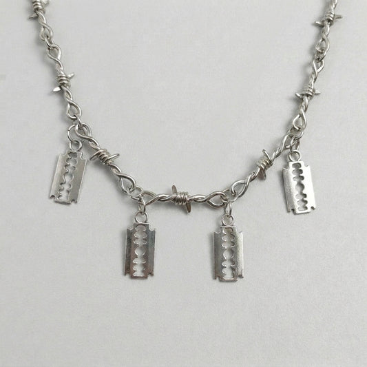 Razor Blade Barbed Wire Necklace