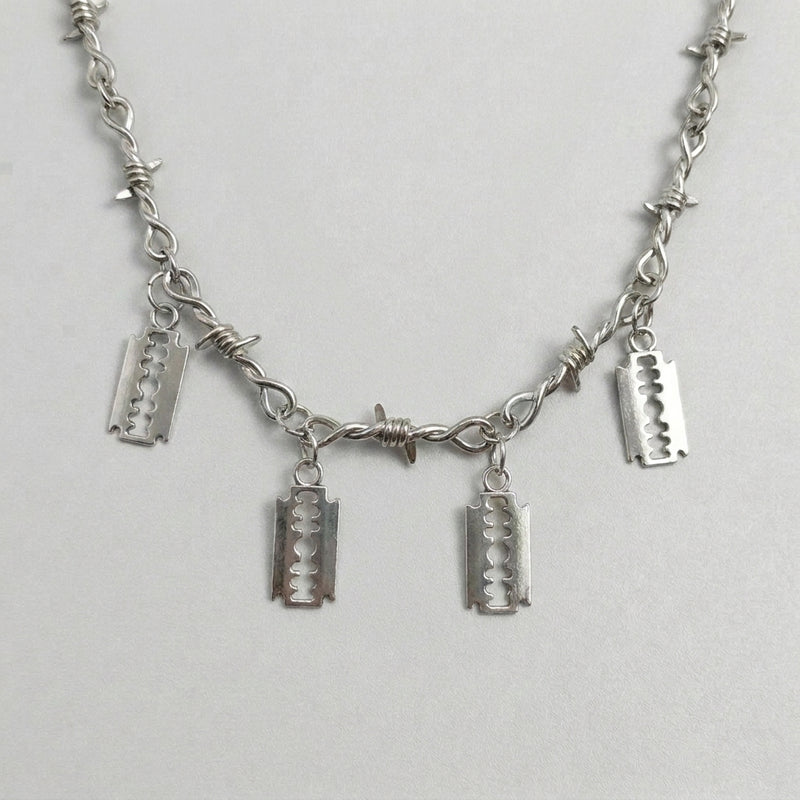 Razor Blade Barbed Wire Necklace