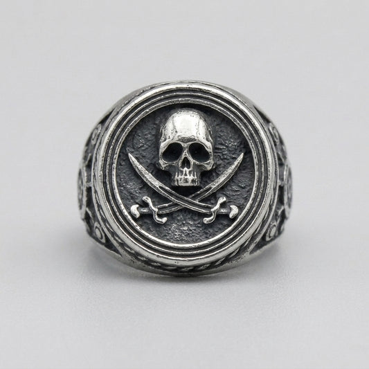 Skull & Cutlass Pirate Signet Ring