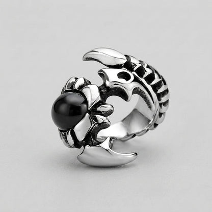Dragon Claw Ring with Black Onyx Orb