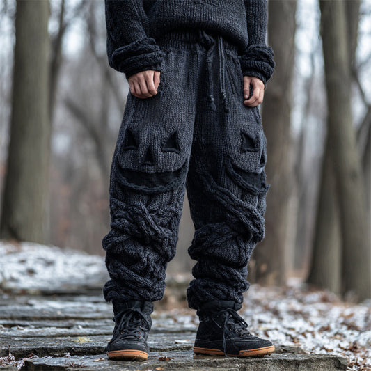 Halloween Pumpkin Emoji Men's Loose Knit Pants elevenforest