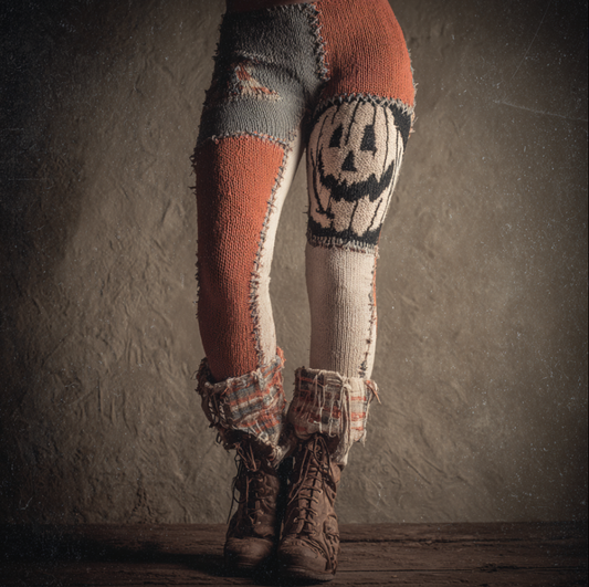 Halloween Funny Pumpkin Element Women's Knitted Tight-fitting Leggings artswardrobe
