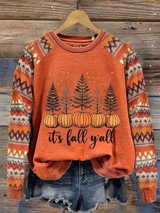 Women's It's Fall Y'all Geometric Print Sweatshirt artswardrobe