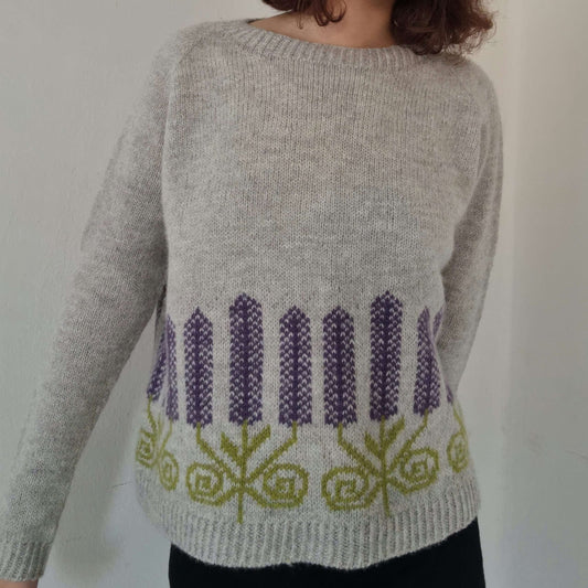 Vintage Wisteria Knitted Cozy Sweater artswardrobe