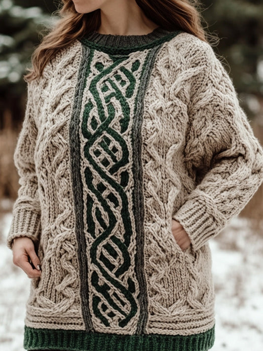 Women's Retro Irish Celtic Knot Cozy Knit Sweater elevenforest