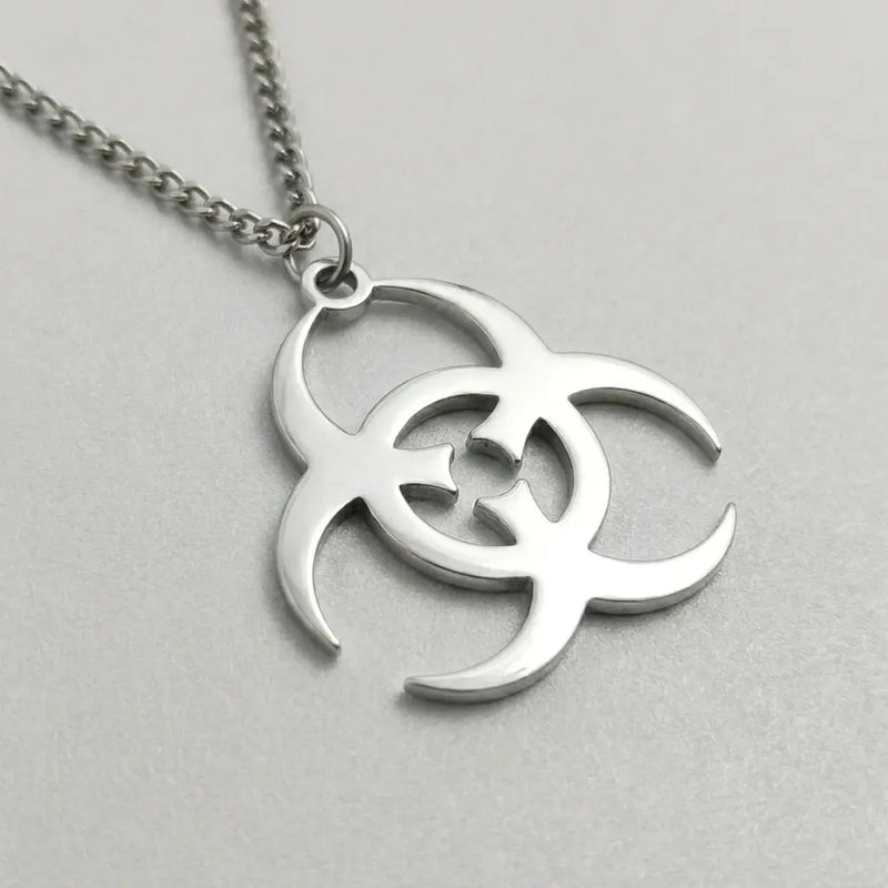 Industrial Biohazard Cutout Necklace