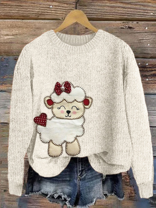 Cute Sheep Patchwork Cozy Knit Sweater artswardrobe