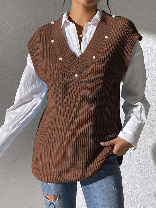 Beatriz® | Beaded V-neck sweater vest