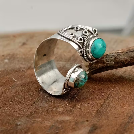 Dual-Turquoise Open Ring