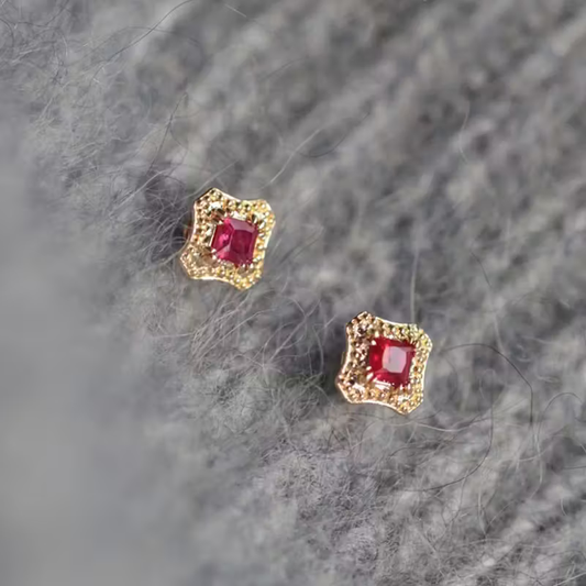 Ruby Vintage Stud Earrings