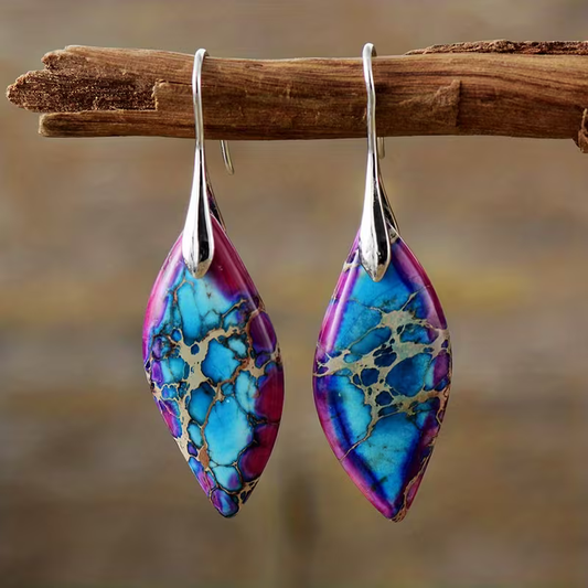 Stone Leaf Drop Earrings