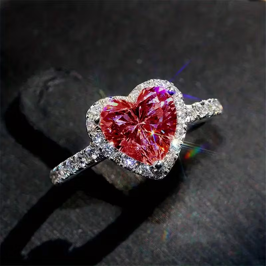 Ruby Halo Heart Ring