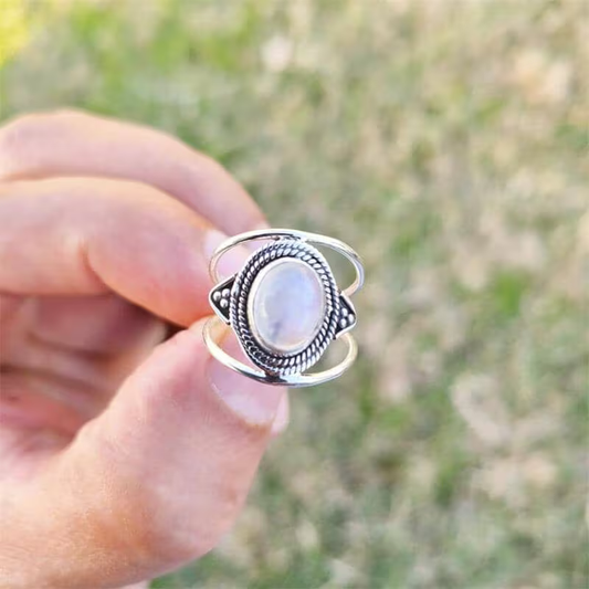 Vintage Moonstone Aura Ring