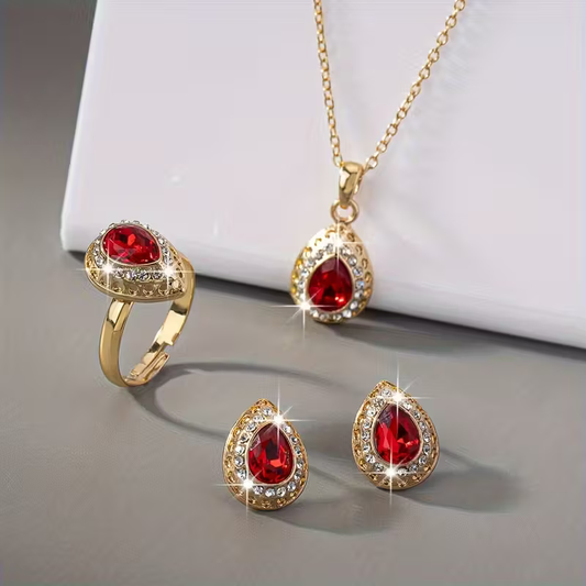 Ruby Teardrop Royal Set