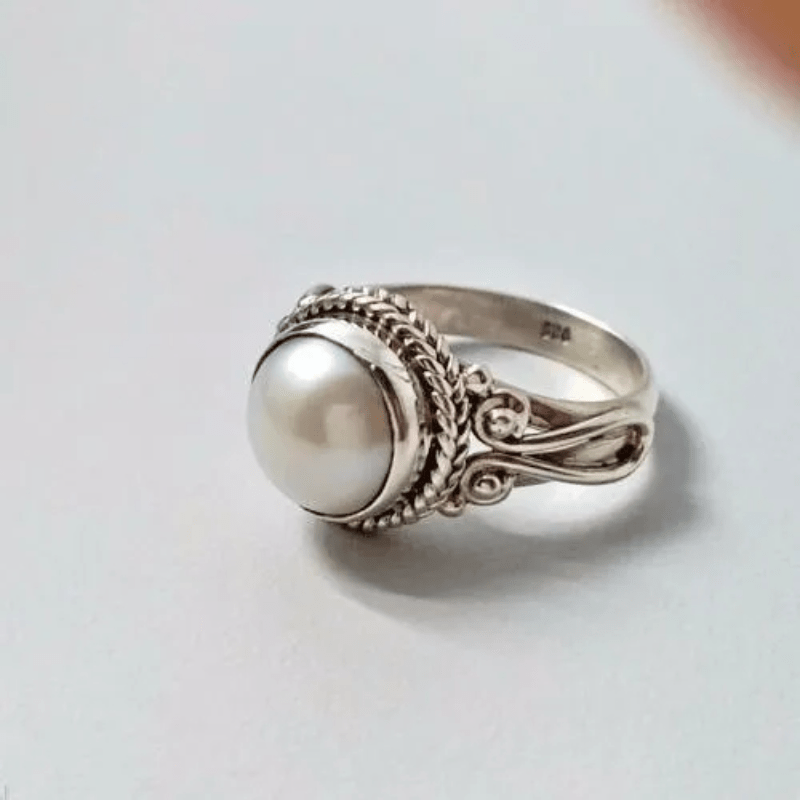Delicate Artisan Pearl Ring