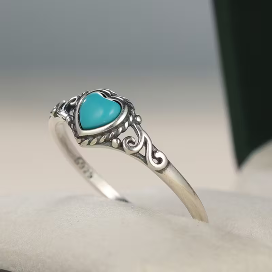 Blue Heart Silver Ring