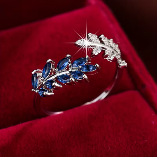 Sapphire Leaf Vine Ring