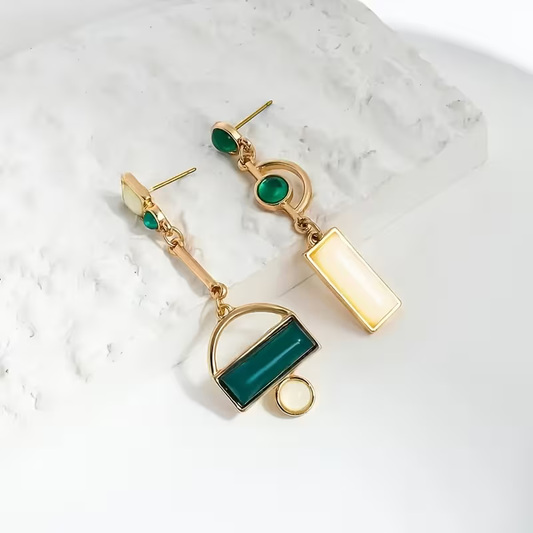 Emerald Geometry Earrings