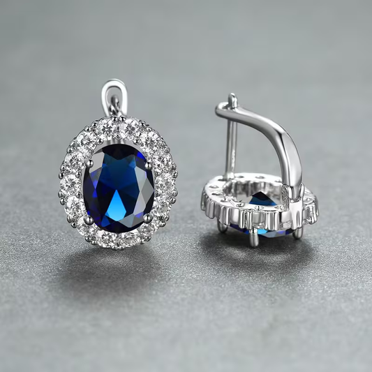 Classic Sapphire Halo Earrings