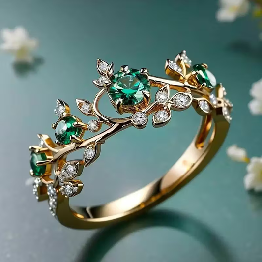 Emerald Blossom Ring