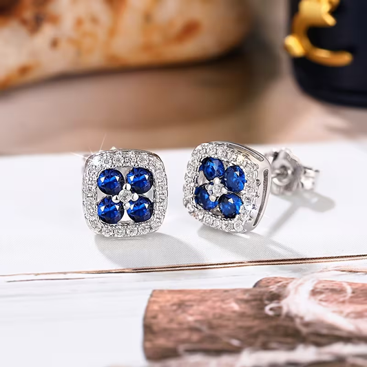 Sapphire Square Earrings