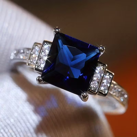 Sapphire Square Ring