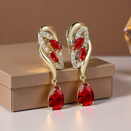 Ruby Wave Earrings