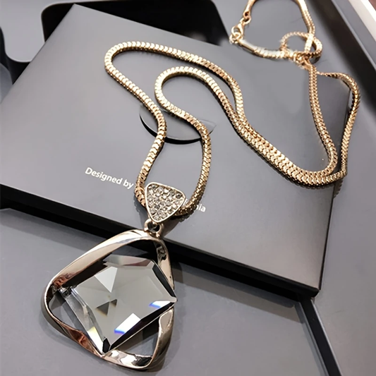 Crystal Pendant Gold Necklace