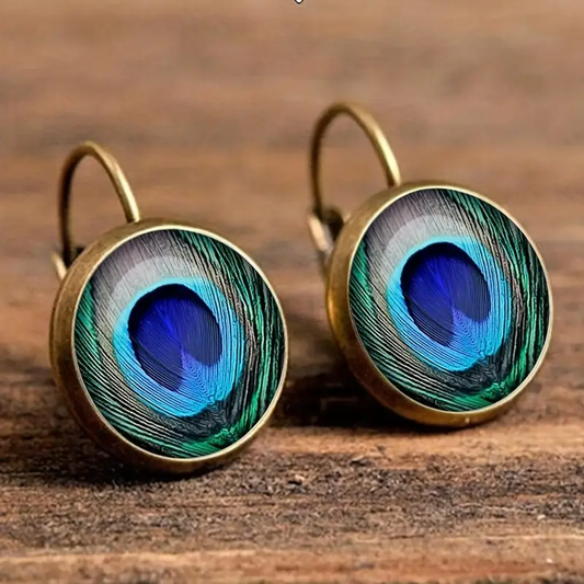 Vintage Blue Handpainted Bird Earrings