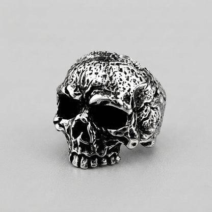 Weathered Warrior Skull Ring