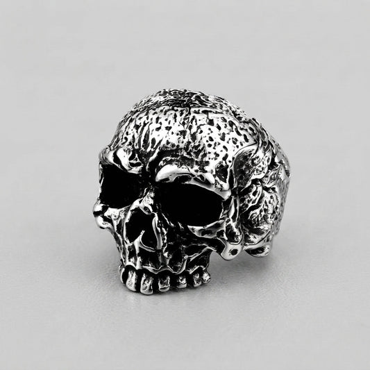 Weathered Warrior Skull Ring